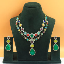 Sabya Inspired Multi Color Round Neck Kundan Necklace Set 20099-95
