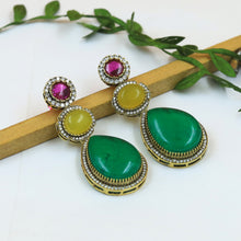 Sabya Inspired Multi Color Round Neck Kundan Necklace Set 20099-95