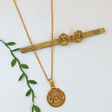 Antique Gold Plated Light Temple Pendant Set 10063-28