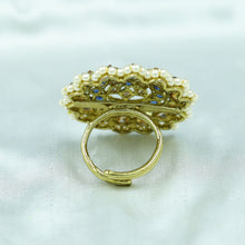 Antique Finish Cocktail Blue Ring 19842-7026