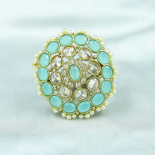 Antique Finish Cocktail Adjustable Firozi Ring 19867-7051