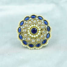 Antique Finish Cocktail Blue Ring 19854-7038