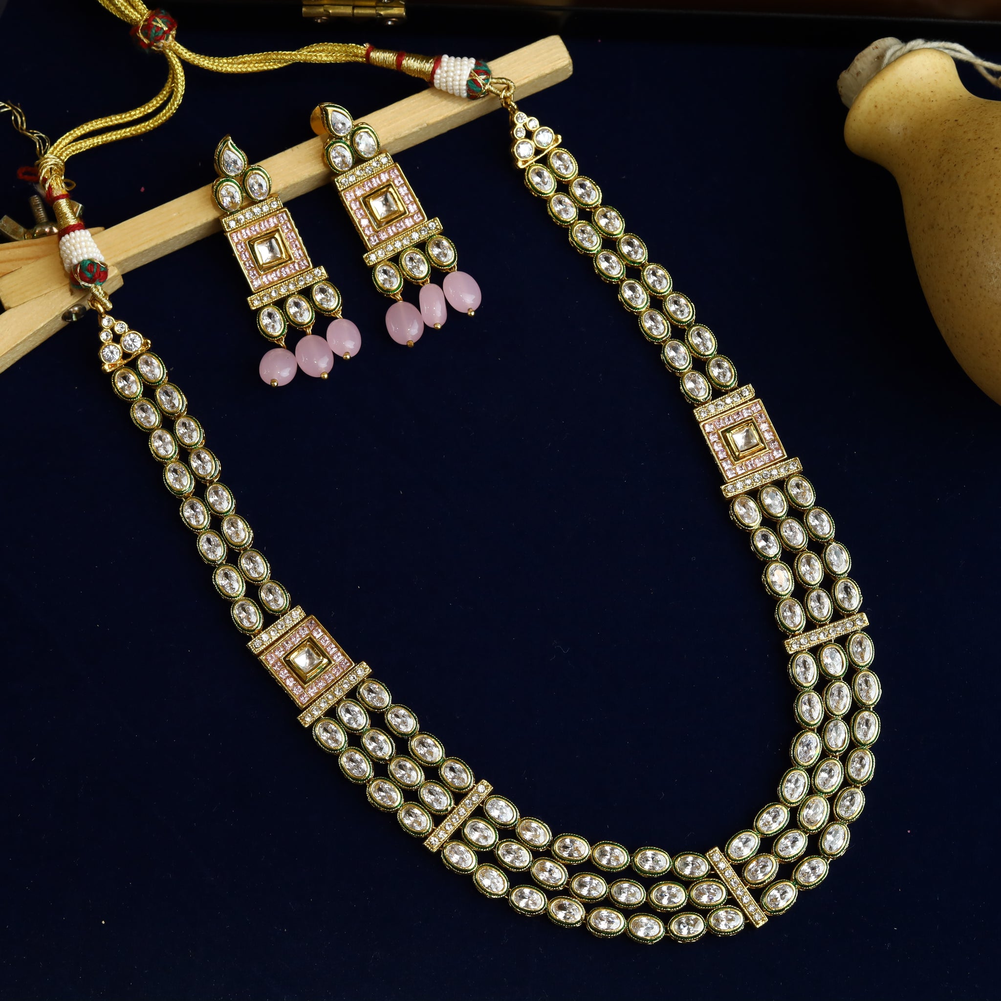 Long Neck Polki Necklace Set 4888-21