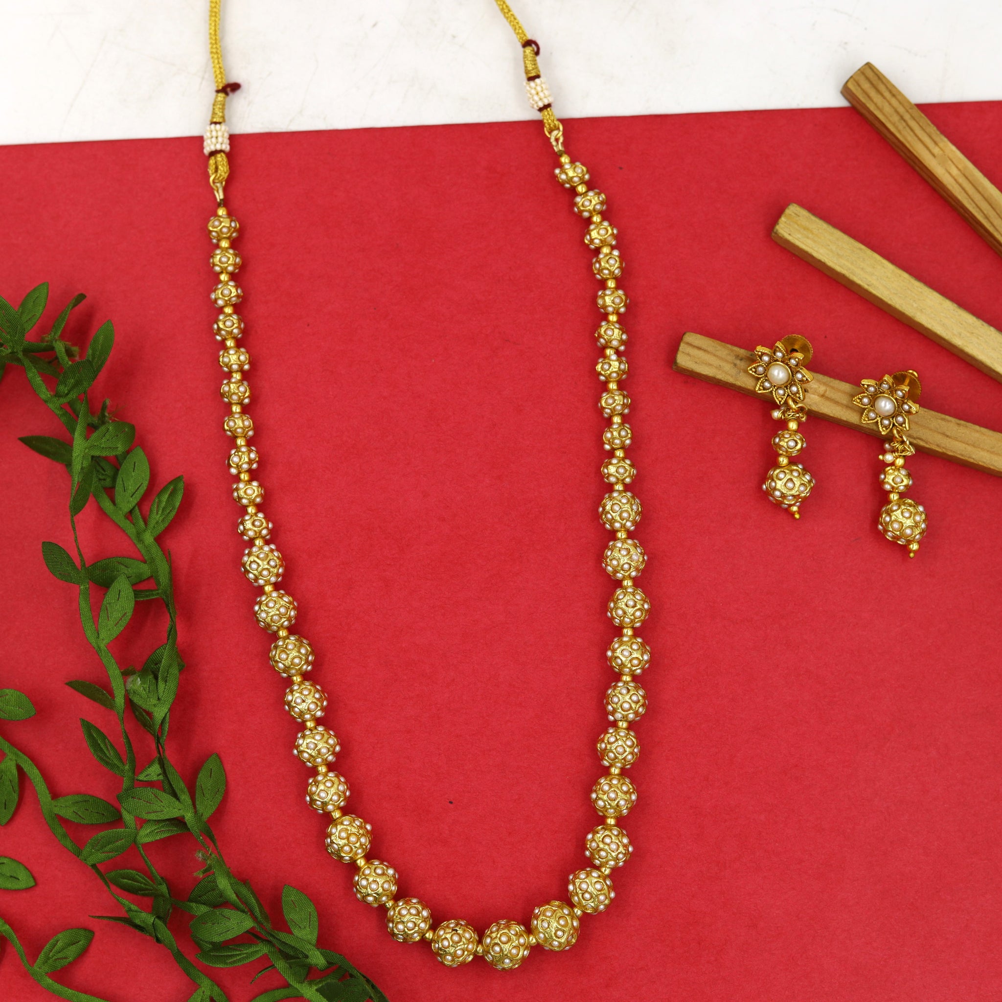 Long Neck Pearl Necklace Set 3553-21-1