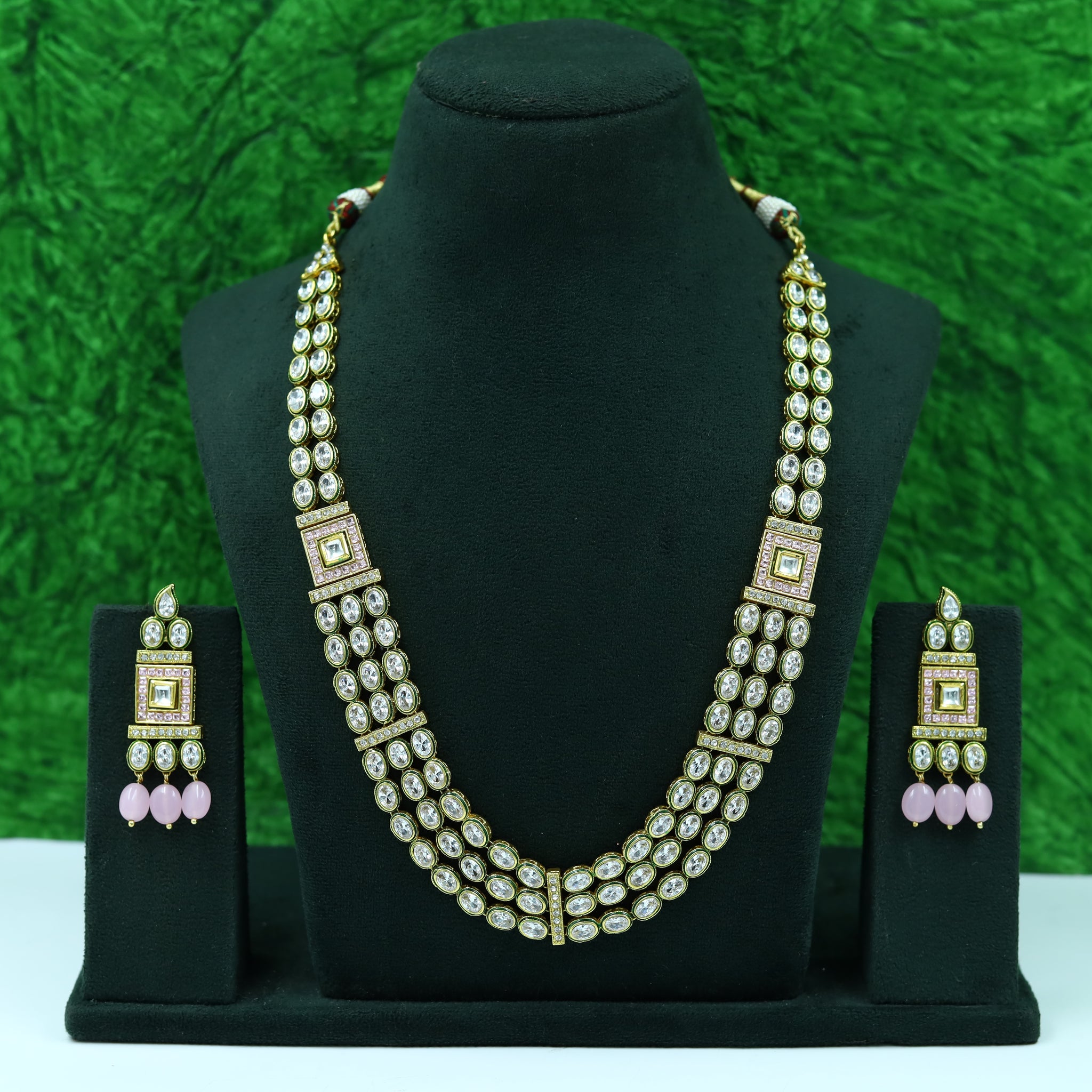Long Neck Polki Necklace Set 4888-21