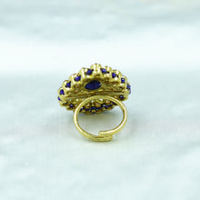 Antique Finish Cocktail Adjustable Blue Ring 9657-4661