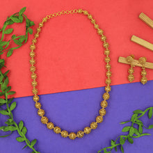 Single Layer Gold Look Beads Mala With Matching Earrings 3873-36141
