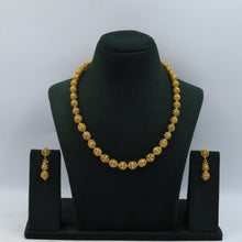 Single Layer Gold Look Beads Mala With Matching Earrings 3873-36141
