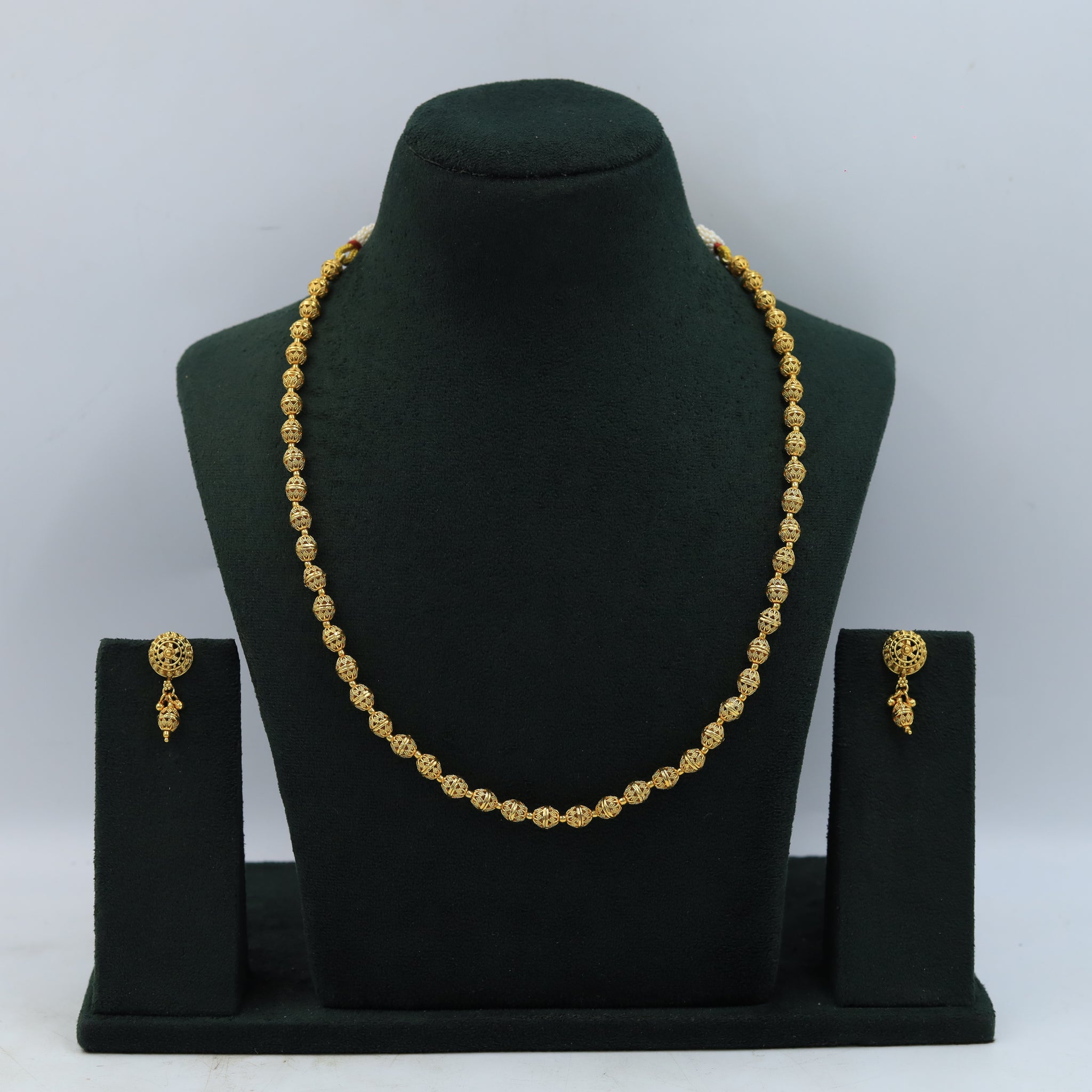 Gold Look Pearl Necklace Set 10976-21