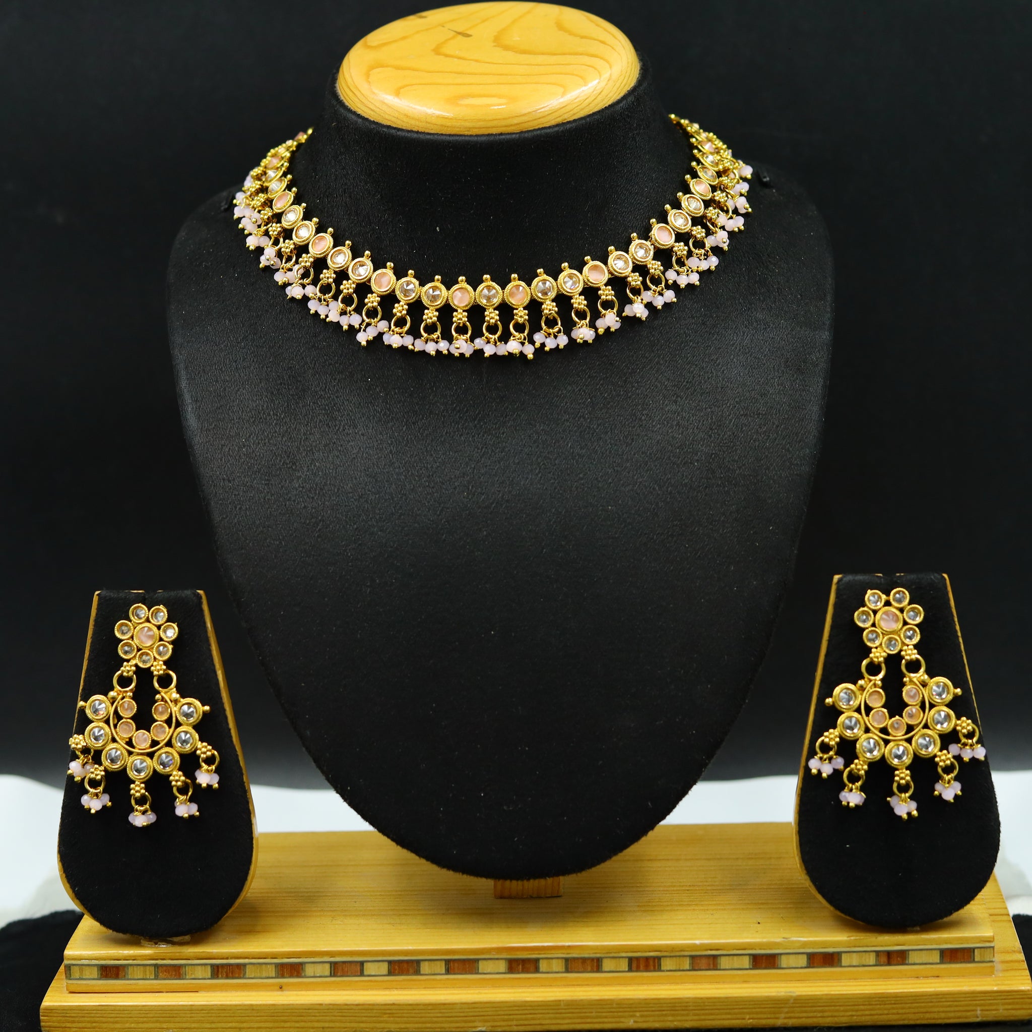 Pink Gold Look Necklace Set 19744-6928