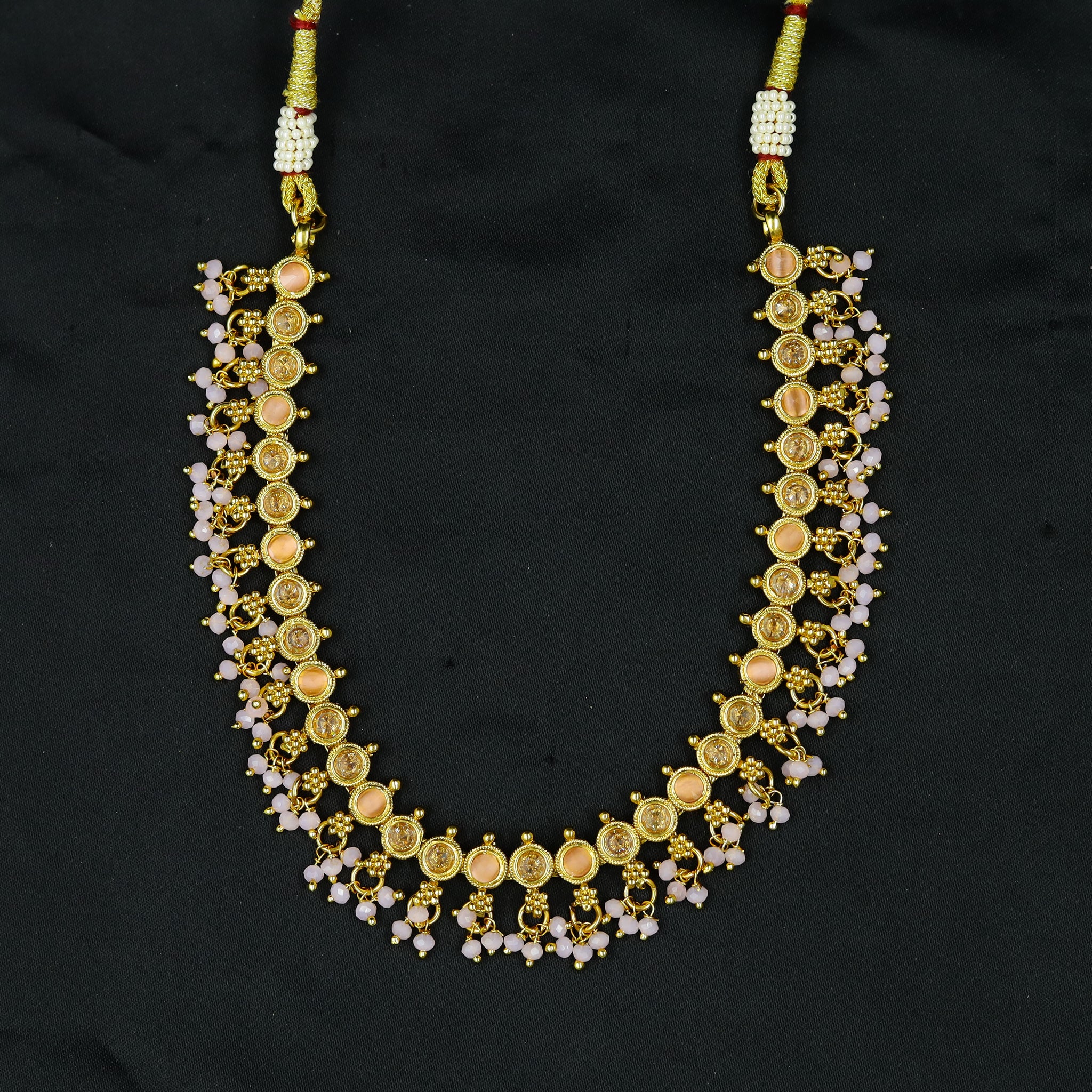 Pink Gold Look Necklace Set 19744-6928