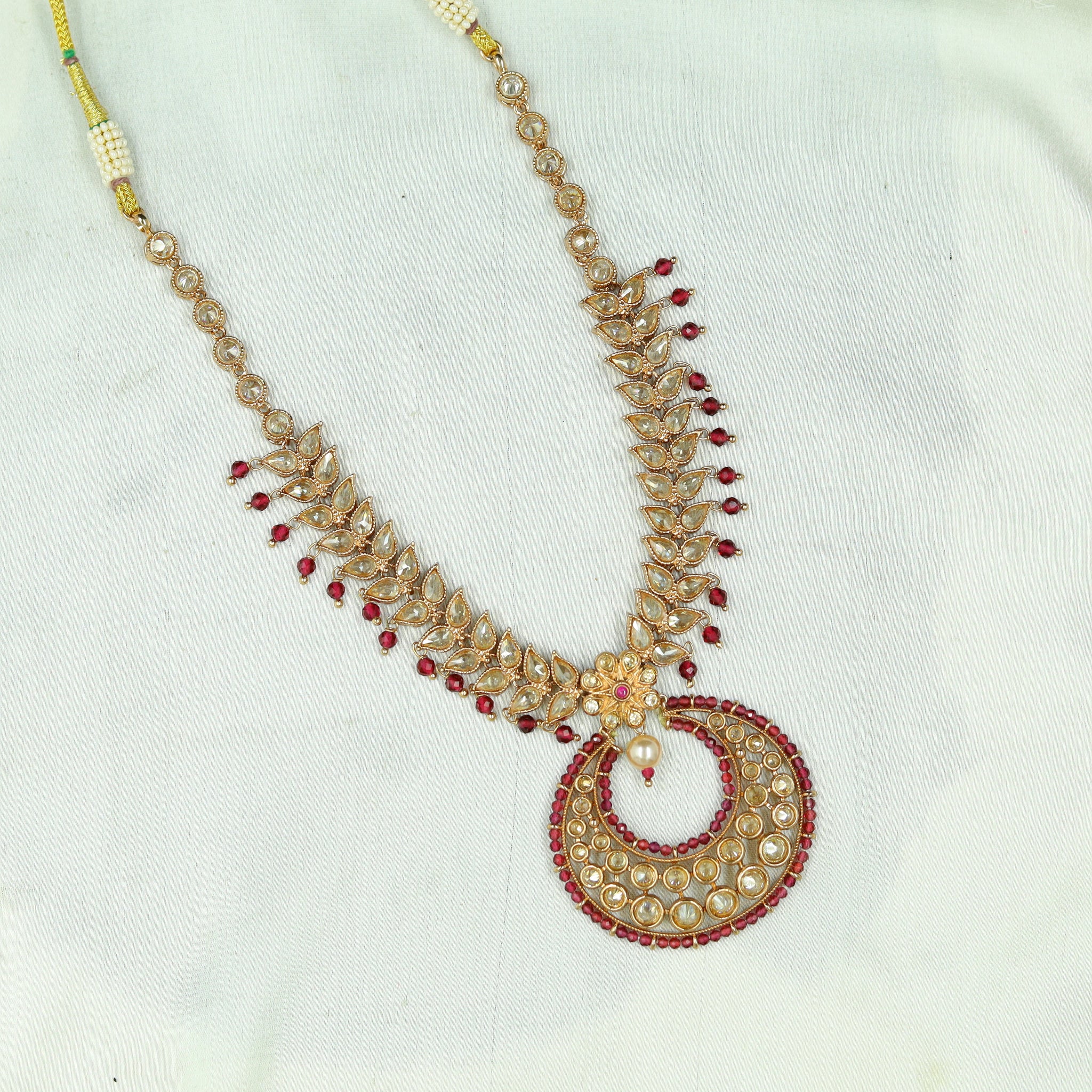 Ruby Gold Look Necklace Set 7568-1106