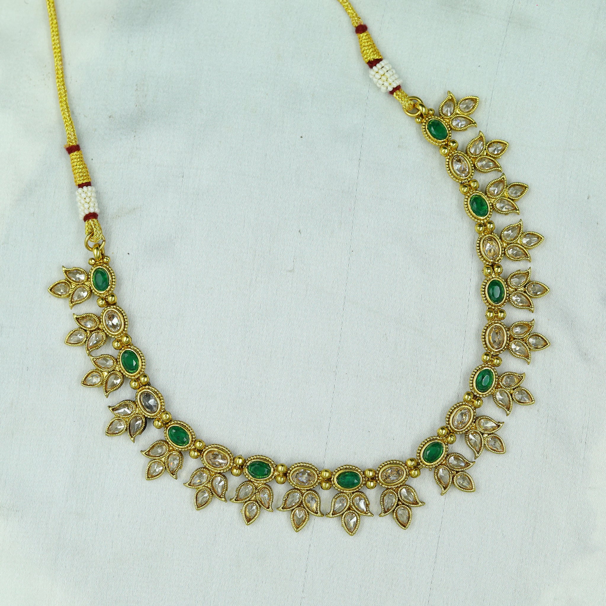 Green Gold Look Necklace Set 19749-6933