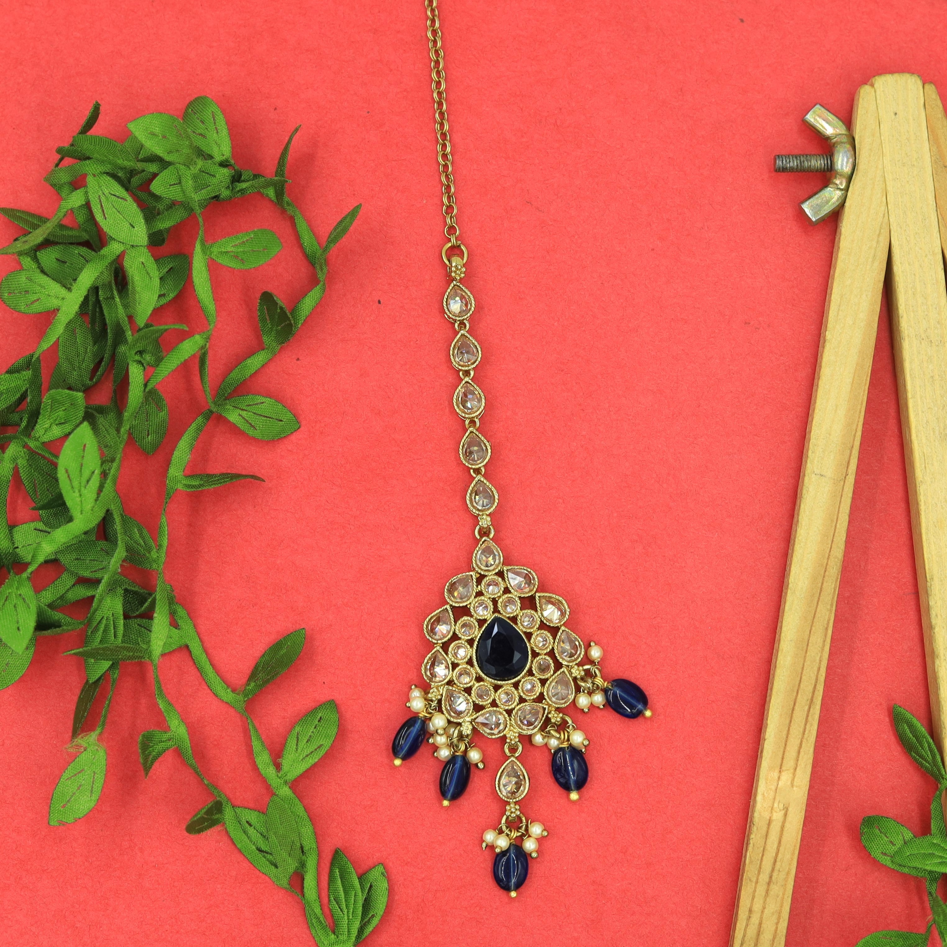 Buy Blue Maang Tikka 10089-5414 Online 6844623355957 Dazzles