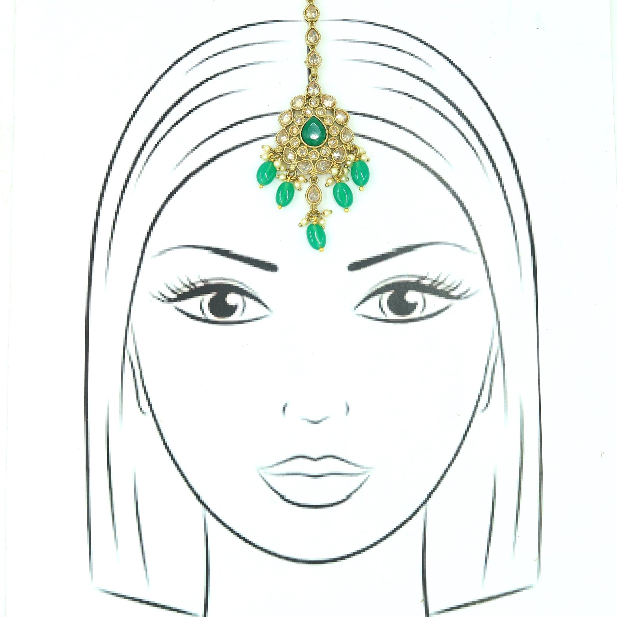 Green Maang Tikka 10089-5413