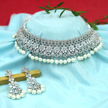 Silver Zircon/AD Choker Set 11569-7681