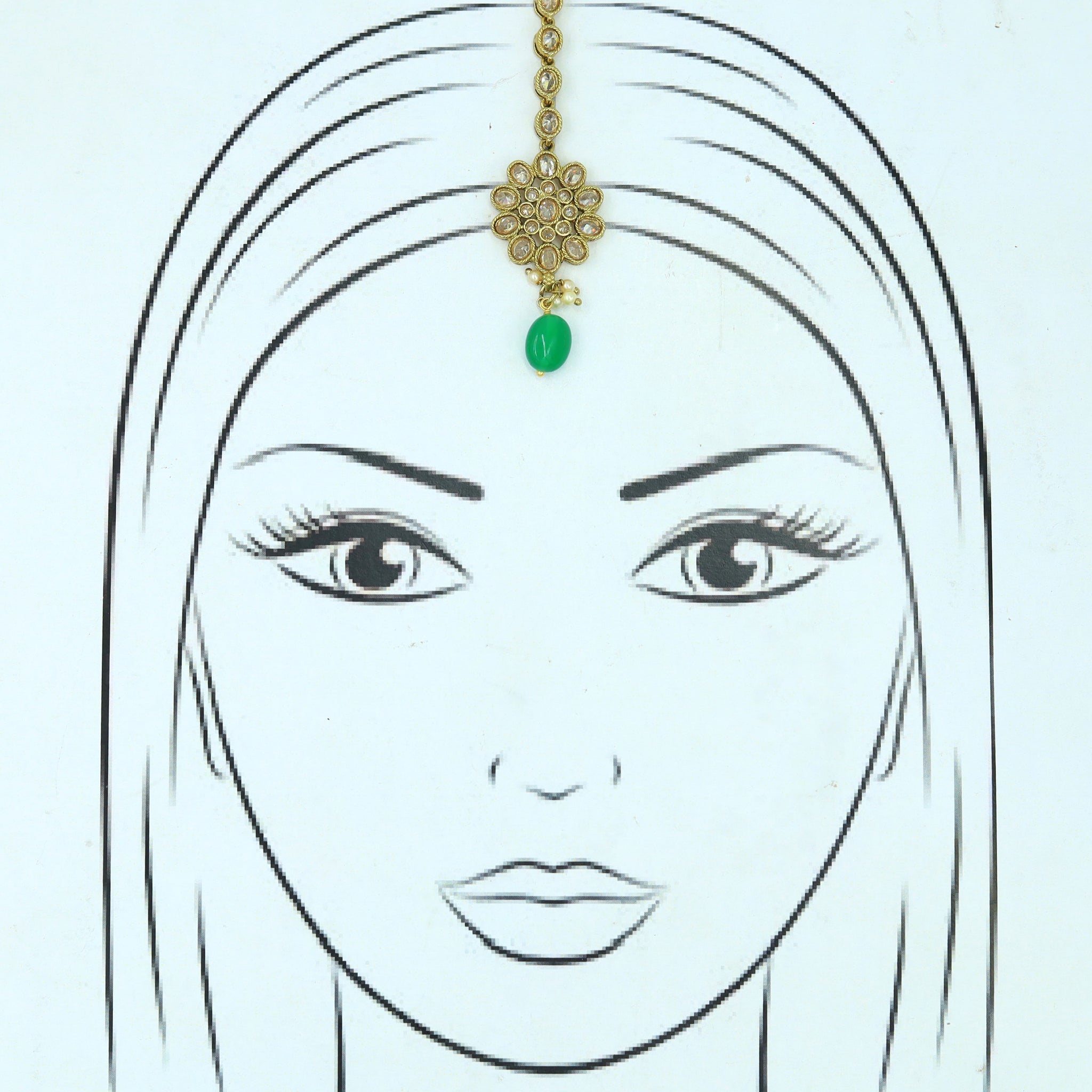 Green Maang Tikka 3070-7135