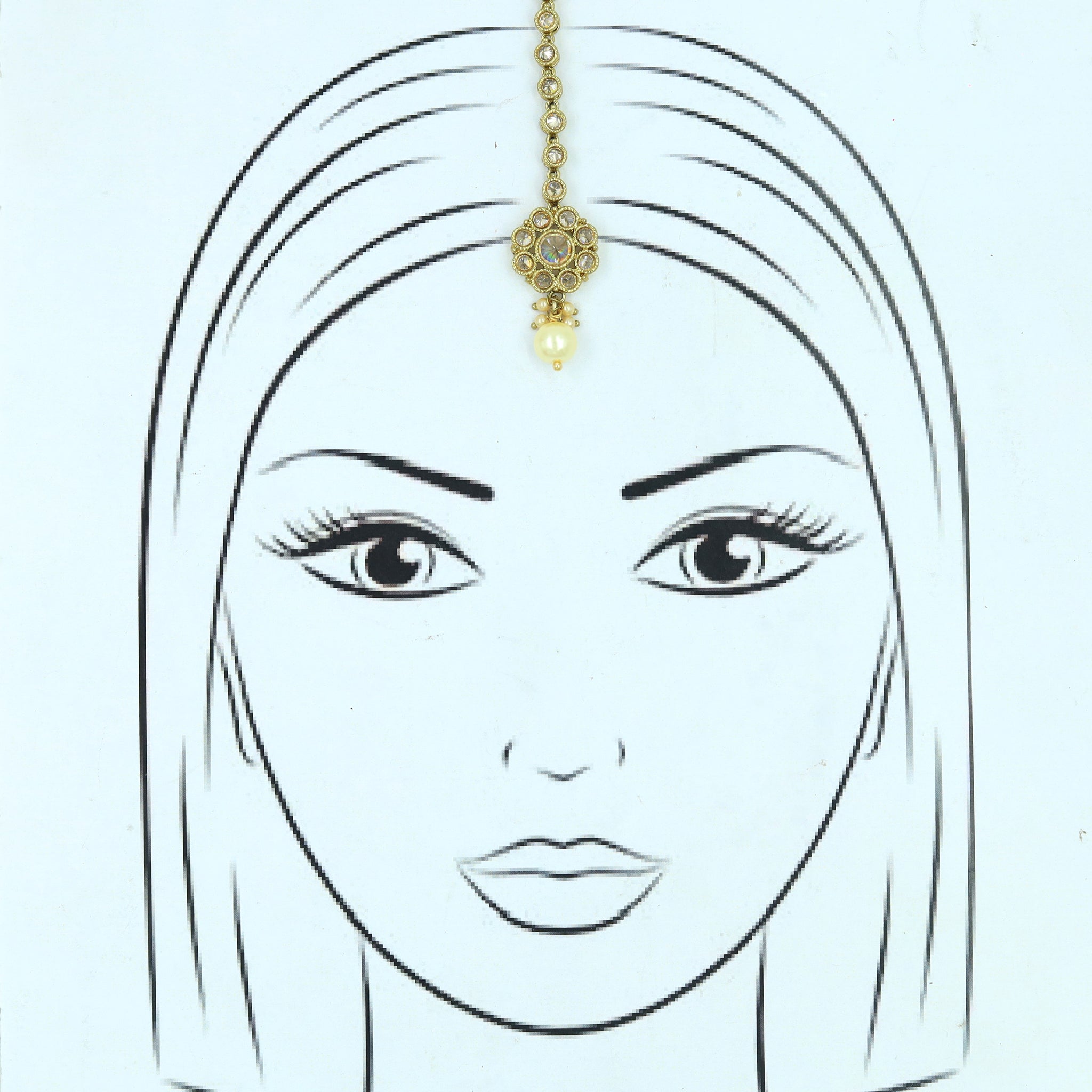 White Maang Tikka 3074-7139
