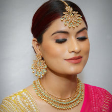 Mint Green Gold Plated Necklace Set 12672-9194 - Dazzles Jewellery