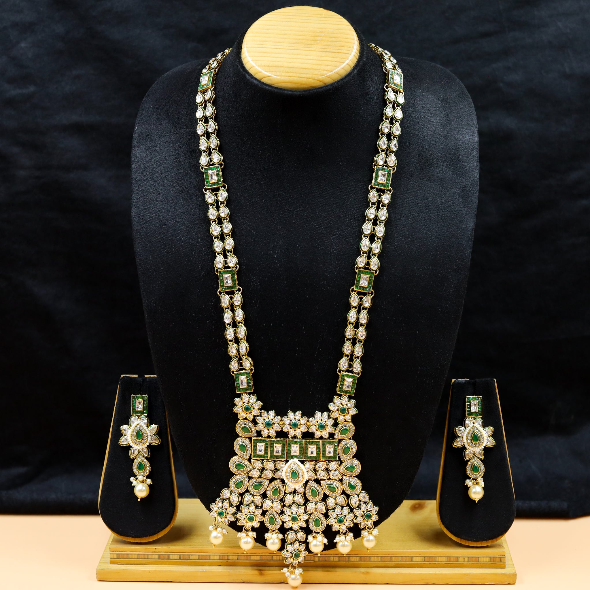 Long Neck Polki Necklace Set 7781-21