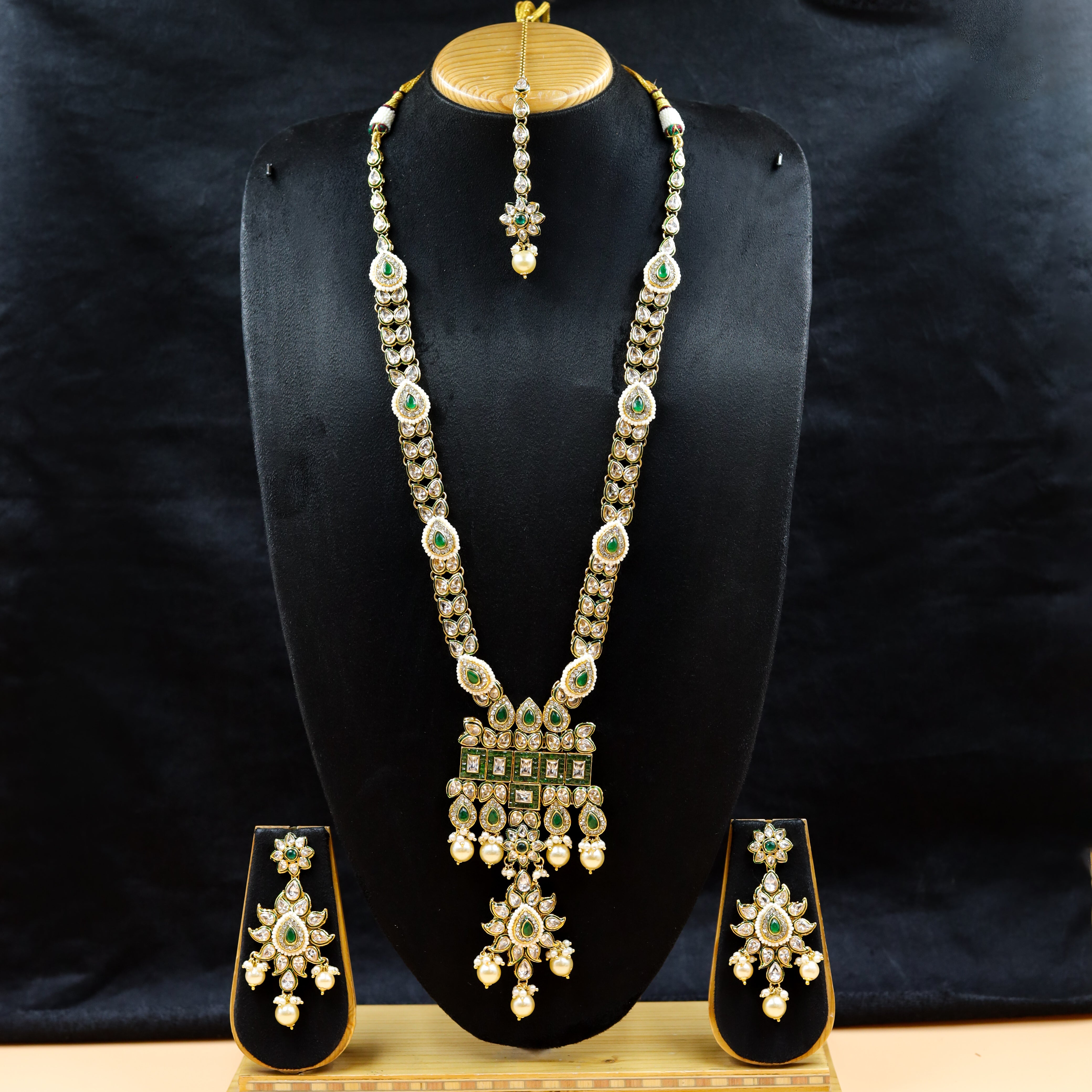 Long Neck Polki Necklace Set 771321 Dazzles Fashion and Costume