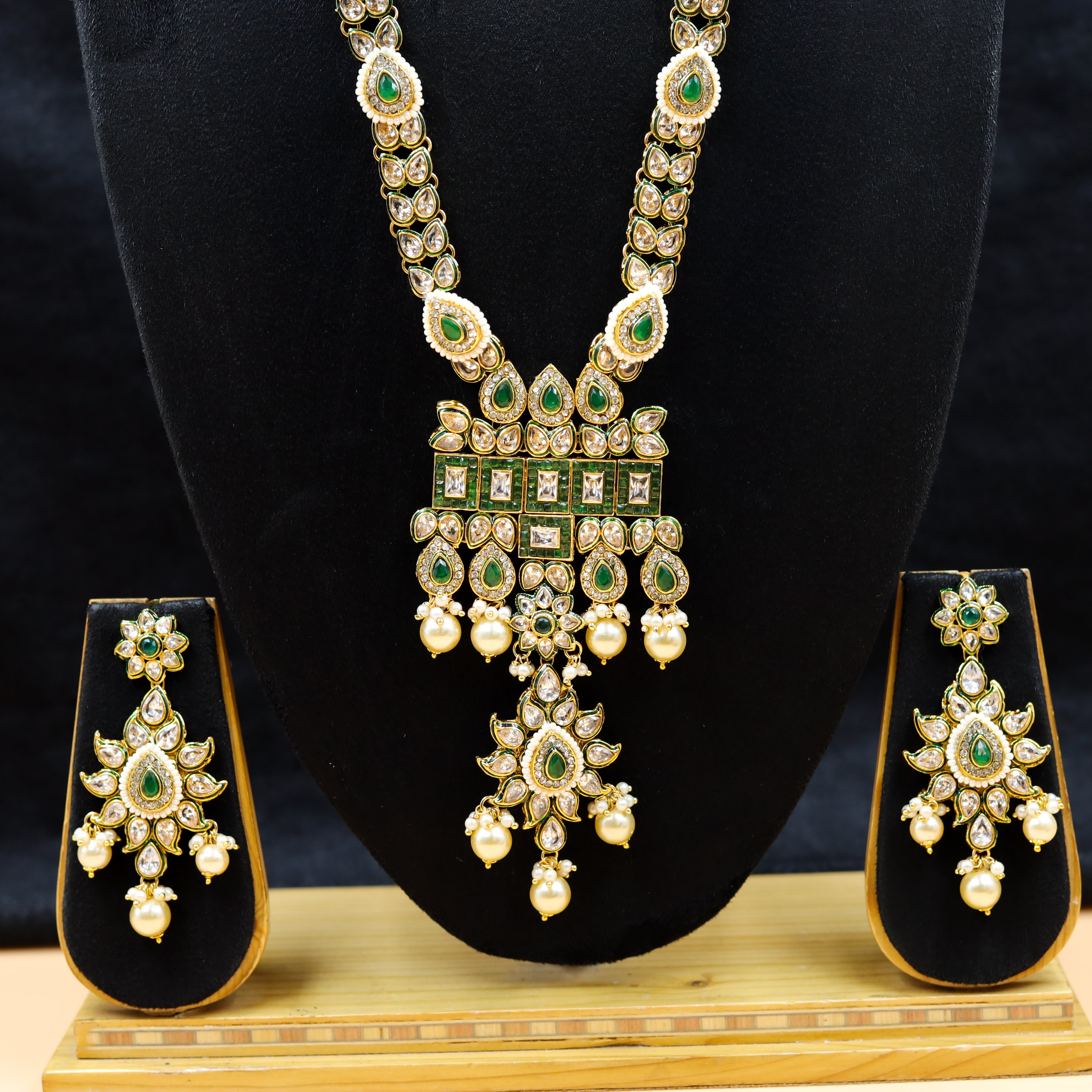 Long Neck Polki Necklace Set 771321 Dazzles Fashion and Costume
