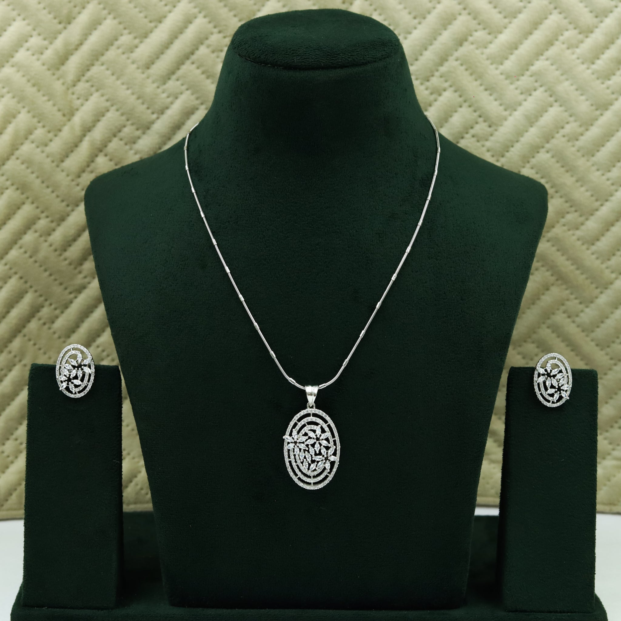 Silver Zircon/AD Pendant Set 4550-8615