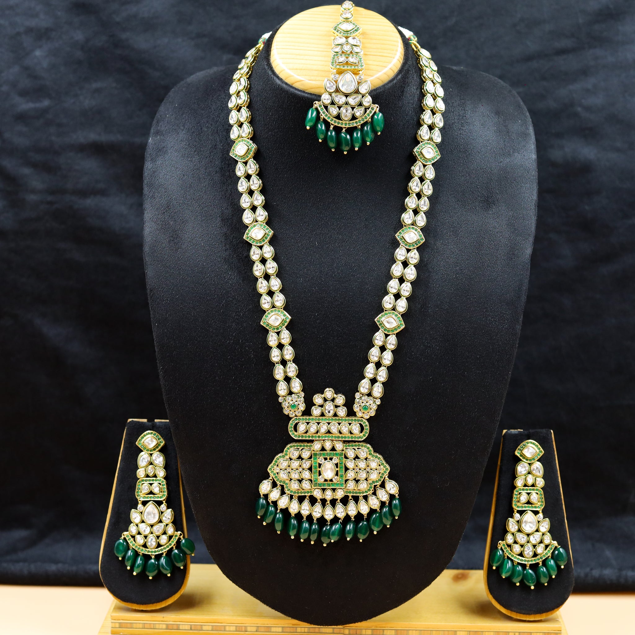 Long Neck Kundan Necklace Set 11064-21