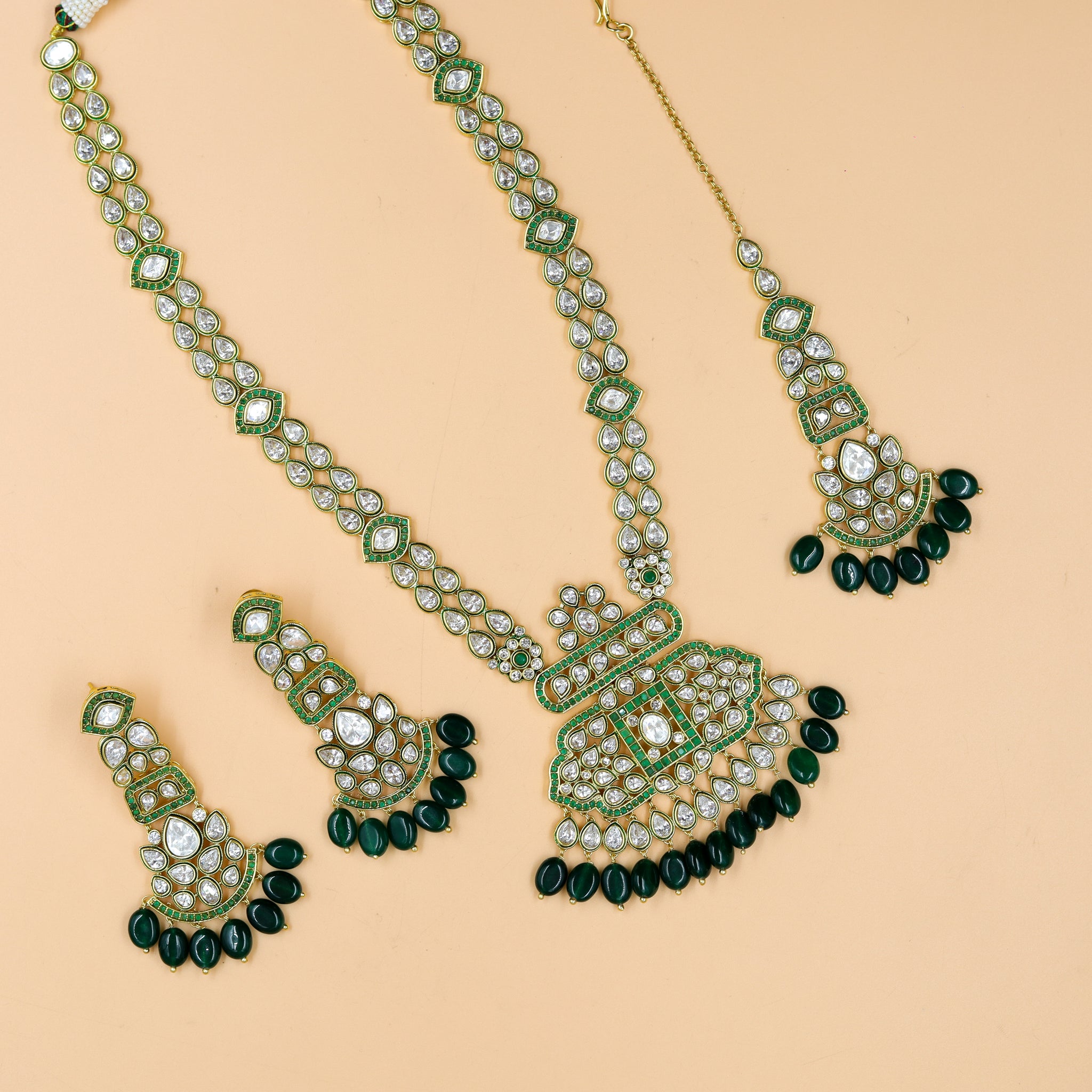 Long Neck Kundan Necklace Set 11064-21