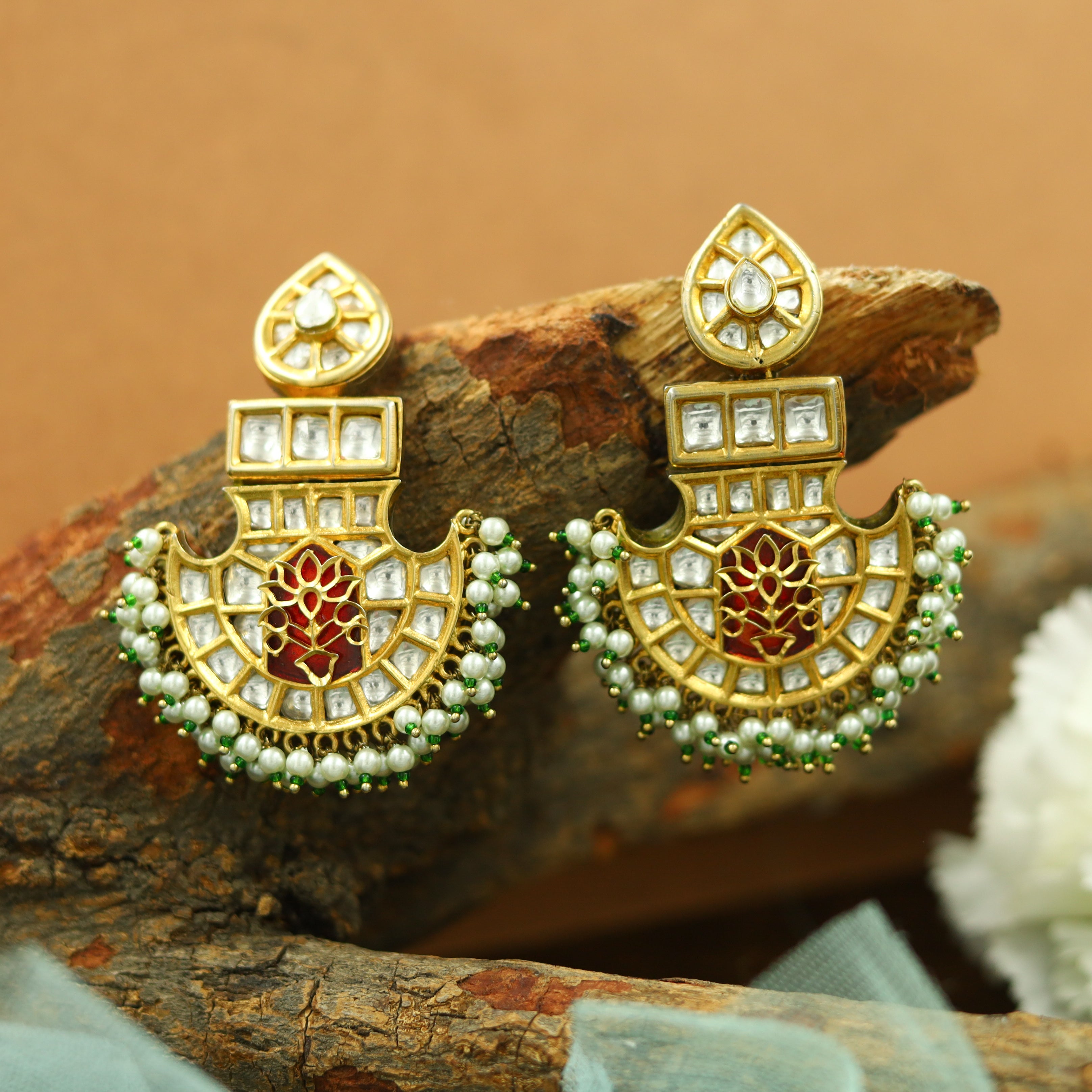 Theva Meenakari Kundan Earring 5676-9741