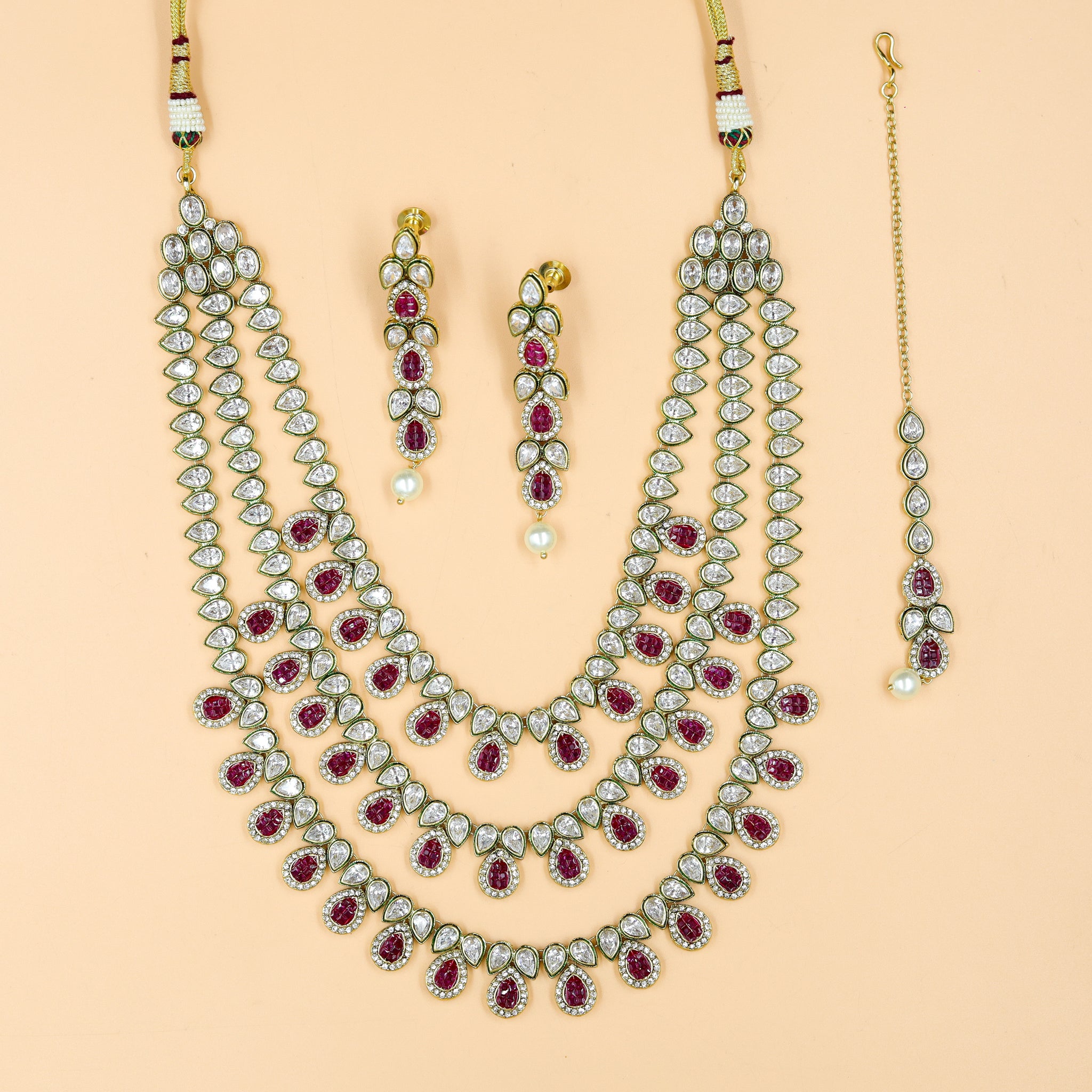 Long Neck Polki Necklace Set 7780-21