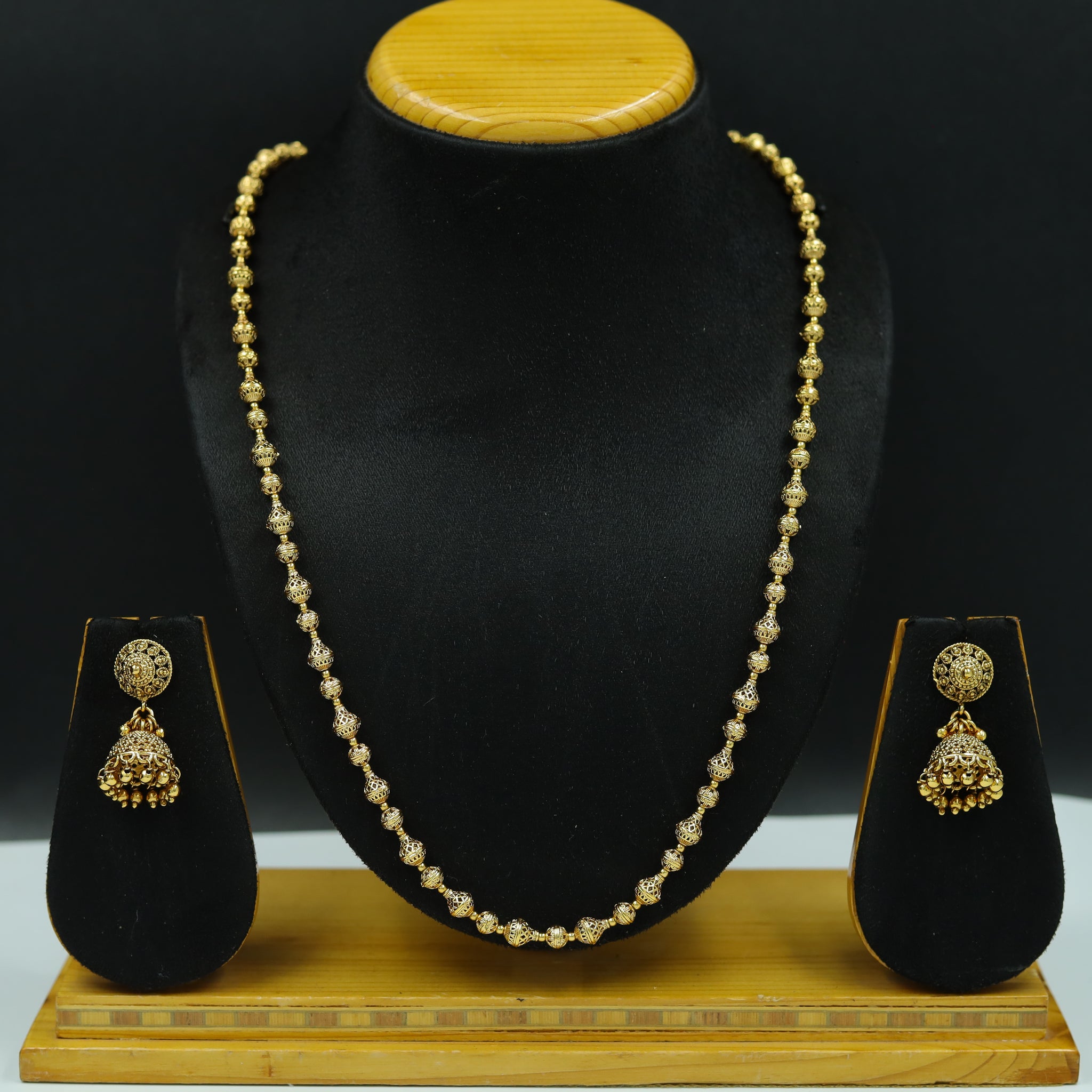 Antique Gold Pearl Necklace Set 11790-31