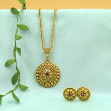 Antique Gold Finish Pendant Set 20994-1