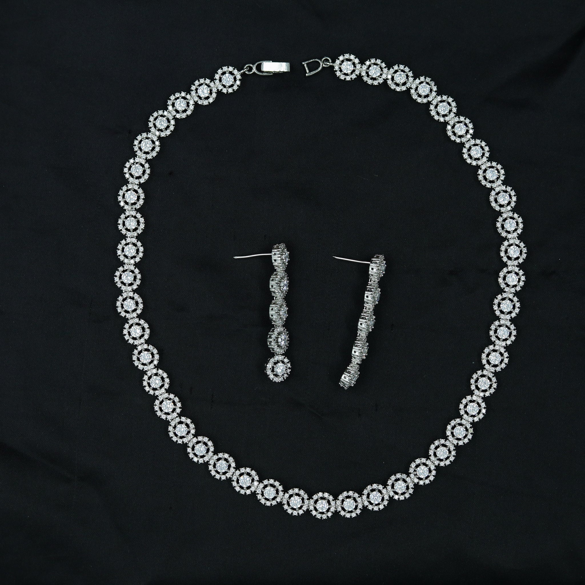 Round Neck Zircon/AD Necklace Set 11816-31