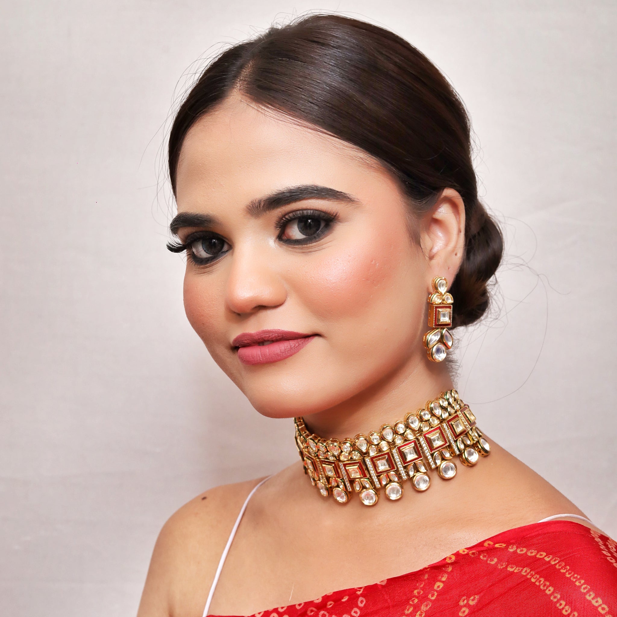Choker Kundan Necklace Set 8265-100 - Dazzles Jewellery