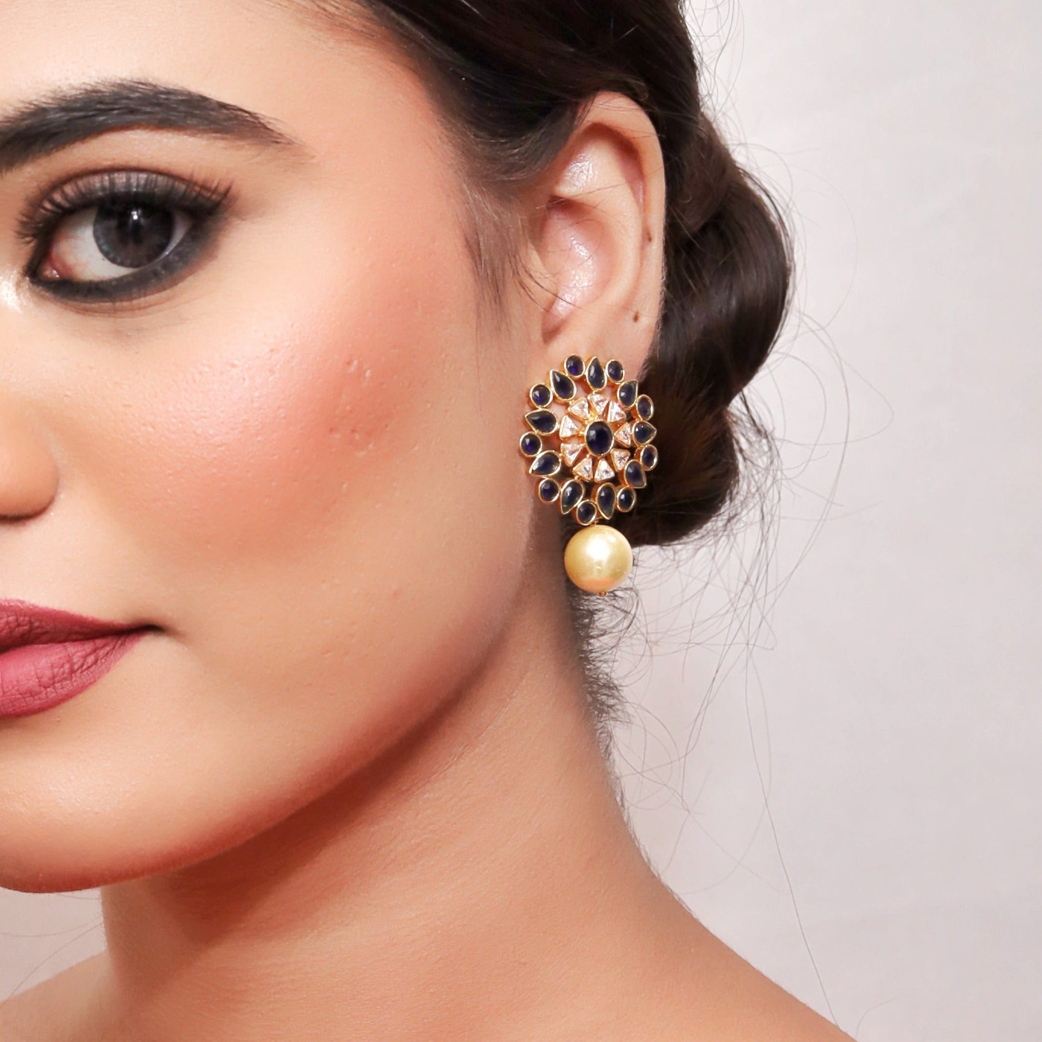 Gold plated tops/studs Earring 9366-100 - Dazzles Jewellery
