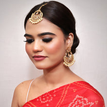 Gold look Earring with mangtikka set 2968-7033 - Dazzles Jewellery
