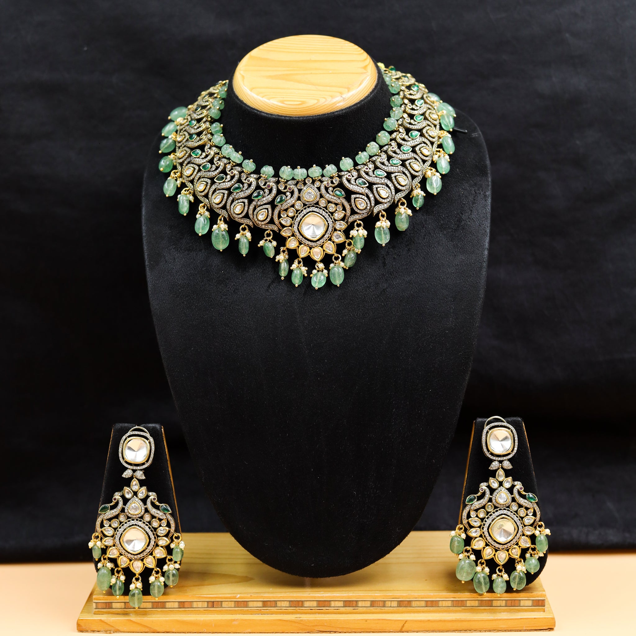 Manish Malhotra Inspired Round Neck Kundan Necklace Set 11072-21