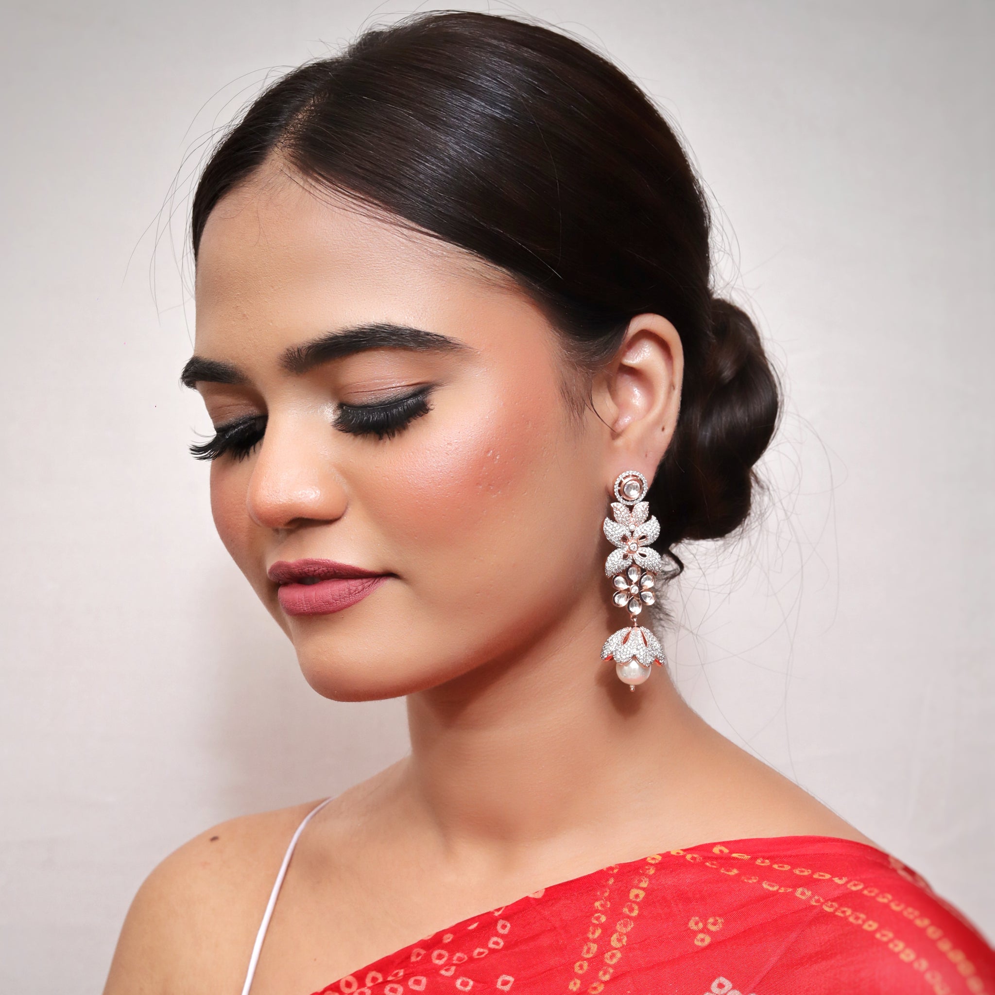 Stylish Zircon/AD Long Jhumki Earring 10855-6621 - Dazzles Jewellery
