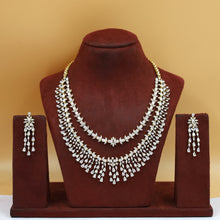 Round Neck Layered Zircon/AD Necklace Set 20226-08