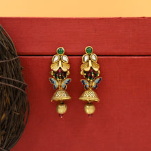 Ruby Green Gold Look Pendant Set