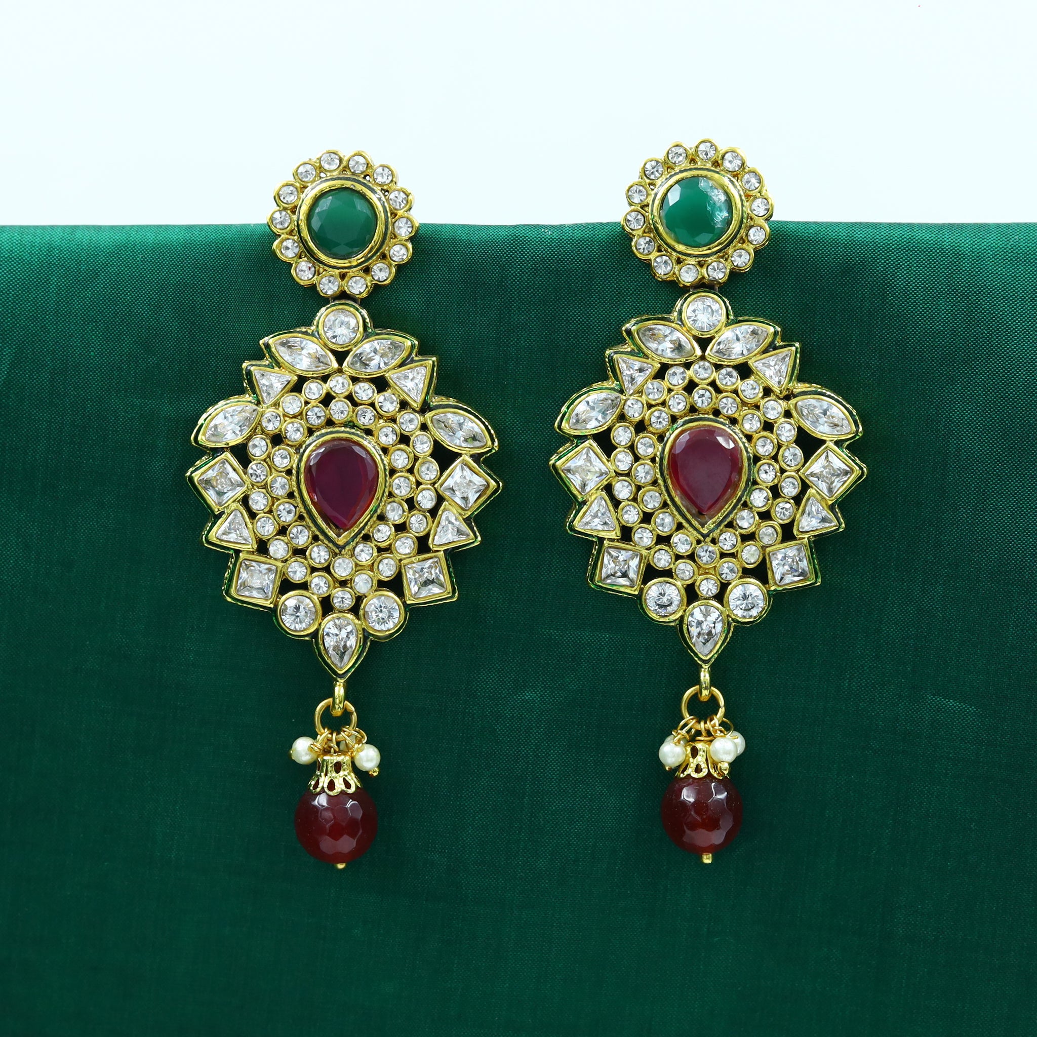 Ruby Green Polki Earring 3999-36267