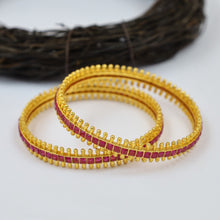 Gold Plated Ruby Bangles/Kada 10578-6251