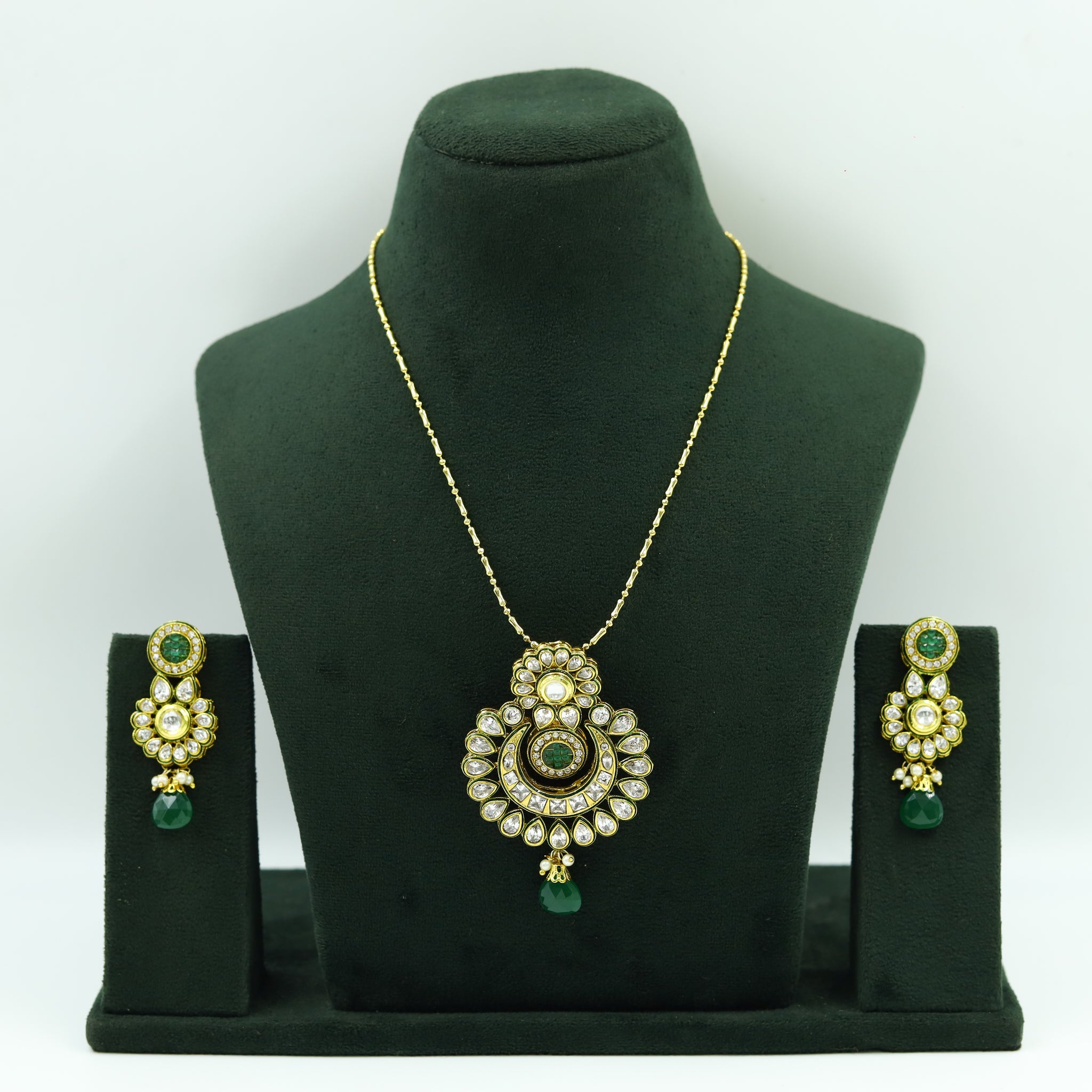 Designer Polki Pendant Set 9710-21