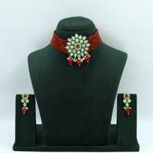 Red Beads Polki Choker  Set