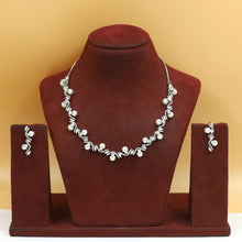 Round Neck Pearl Zircon/AD Necklace Set 20216-08
