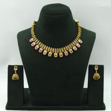 Round Neck Antique Gold Plated Necklace Set 16694-28