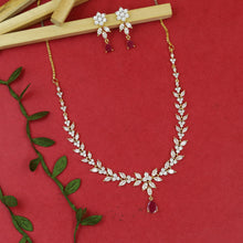 Round Neck Zircon/AD Necklace Set 20209-08