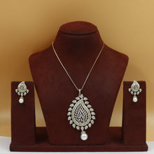 Stylish Pearl Zircon/AD Pendant Set 20163-08
