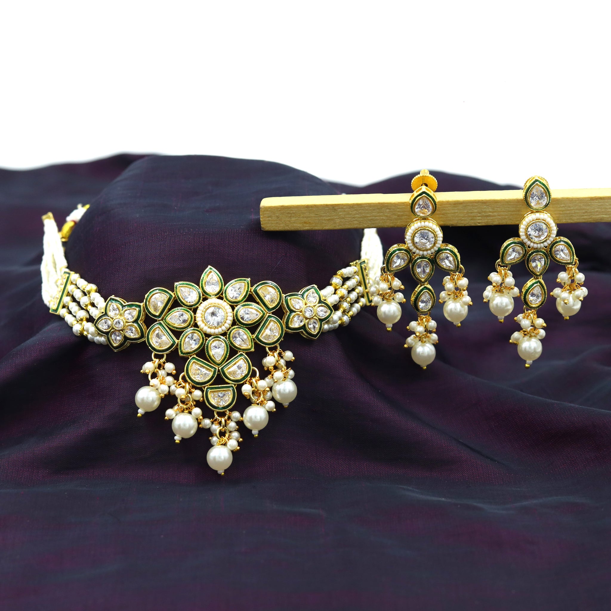 Choker Polki Necklace Set 16374-21